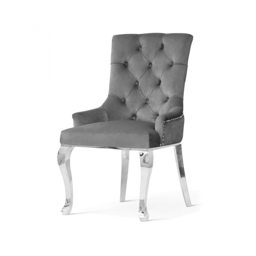 Krzesło AUGUSTINO ciemnoszary aksamit srebrne nogi / AE
