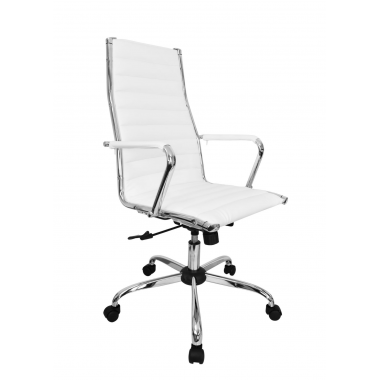 Amstyle Fotel biurowy Big Deal skórzany biały / SPM1.114