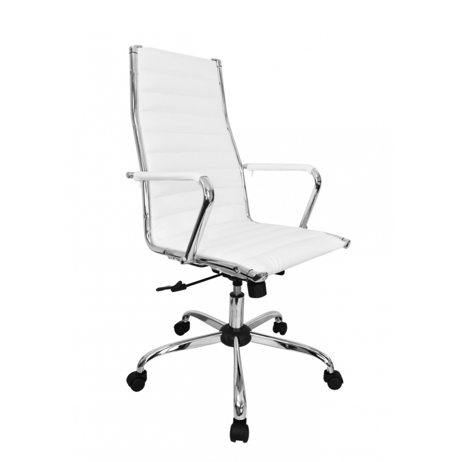 Amstyle Fotel biurowy Big Deal skórzany biały / SPM1.114