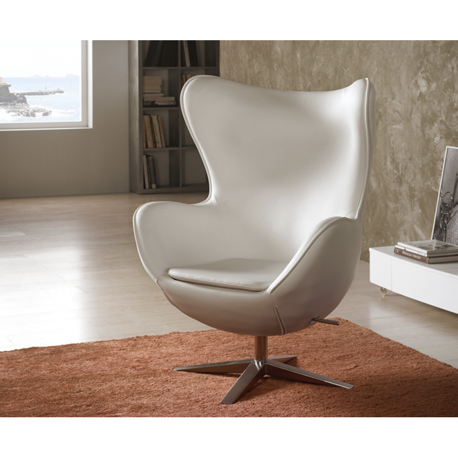 Schuller fotel obrotowy tapicerowany EGG biały 82cm / 594782N