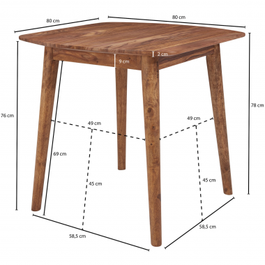 Wohnling Stół do jadalni Mystic Living z litego drewna Sheesham 80cm / WL5.571
