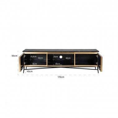 Szafka TV IRONVILLE złota marmurowy blat 170 x 50 x 40cm / 7576