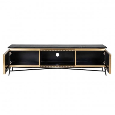 Szafka TV IRONVILLE złota marmurowy blat 170 x 50 x 40cm / 7576