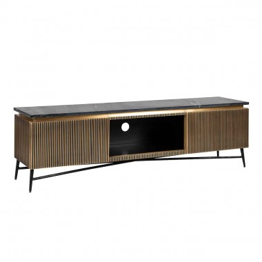 Szafka TV IRONVILLE złota marmurowy blat 170 x 50 x 40cm / 7576
