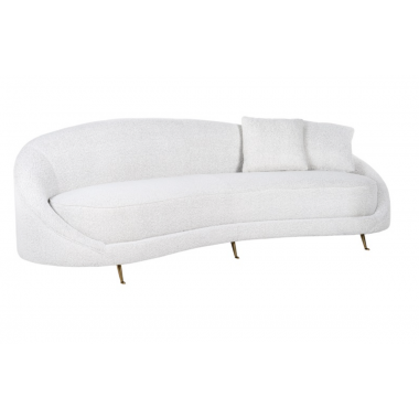 Sofa Bourbon z 2 poduszkami White / S5122 WHITE BOUCLÉ
