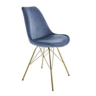 Krzesło Scandinavia aksamit niebieski złote nogi / 42188