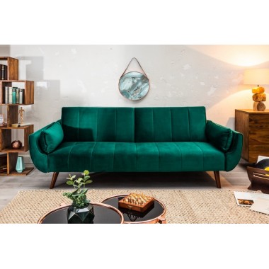 Invicta Sofa Divani rozkładana szmaragdowozielony aksamit 220cm / 40089