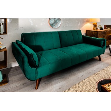 Invicta Sofa Divani rozkładana szmaragdowozielony aksamit 220cm / 40089