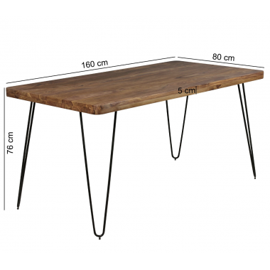 Wohnling  Stół do jadalni  BAGLI z litego drewna sheesham 160cm / WL1.499