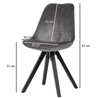 Wohnling Krzesło SCANDINAVIA ciemnoszary aksamit 44cm / WL6.101