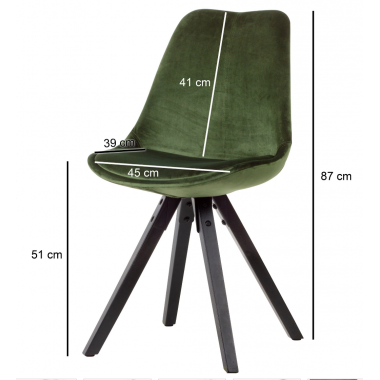 Wohnling Krzesło SCANDINAVIA ciemnozielony aksamit 44cm / WL6.103