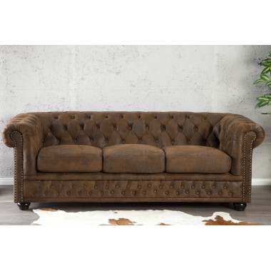 Sofa CHESTERFIELD 3 osobowa  brązowy antyk / 17382