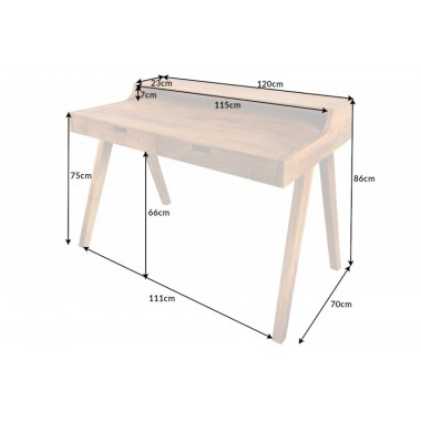 Invicta Biurko MONSOON naturalne mango 120 x 86 x 70cm / 41165