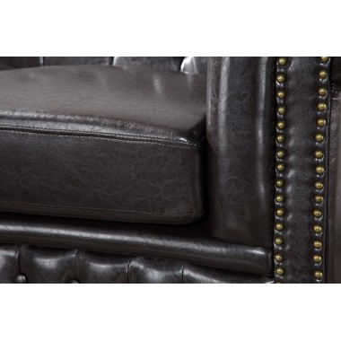 Sofa Chesterfield 3 osobowa ciemny brąz z nitami / 9686