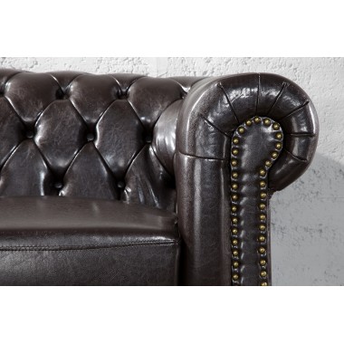 Sofa CHESTERFIELD 2 osobowa ciemny brąz z nitami / 9685