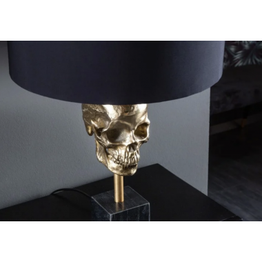 Invicta Lampa stołowa Skull czarny złoty 62cm / 41529