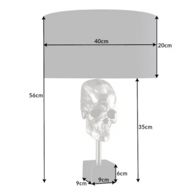 Invicta Lampa stołowa Skull czarny srebrny 62cm / 41528