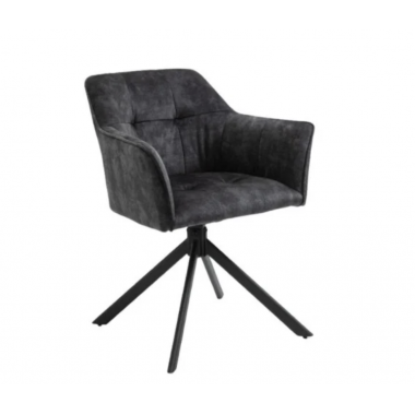 Invicta Krzesło tapicerowane LOFT obrotowe 180° aksamit ciemnoszary 60cm / 42390