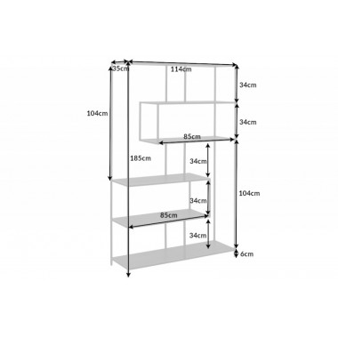 Invicta Regał SLIM LINE jesion czarny 185x115cm / 42023