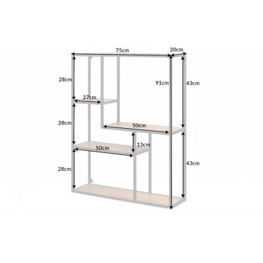 Invicta półka wisząca SLIM LINE dziki dąb naturalny 75x91cm / 42030