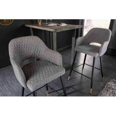 Invicta PARIS Krzesło barowe tkanina strukturalna aksamit jasnoszary / 41513