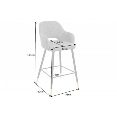 Invicta PARIS Krzesło barowe tkanina strukturalna aksamit musztardowy 51cm / 41516