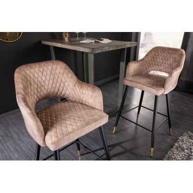 Invicta PARIS Krzesło barowe tkanina strukturalna aksamit greige 51cm / 41515