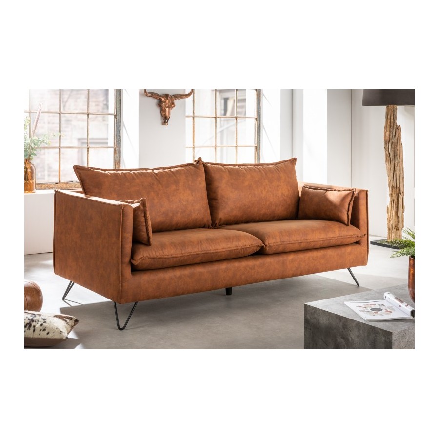 nvicta Sofa ROCCO 3 osobowa brązowa retro 194cm / 40830