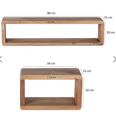 Wohnling zestaw 3 półek BOHA CUBES lite drewno akacja / WL1.526