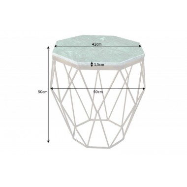 Invicta Stolik kawowy DIAMOND marmur mosiądz zielony 50cm / 41857