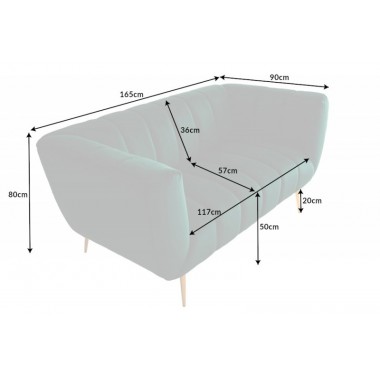 Invicta Sofa Noblesse 2 osobowa szmaragdowo zielony aksamit 165cm / 41247