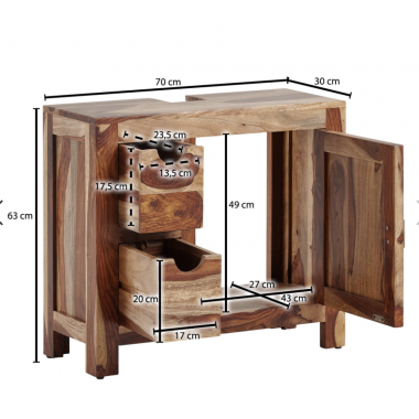 WOHNLING Szafka podumywalkowa lite drewno sheesham 70x63x30cm / WL6.648
