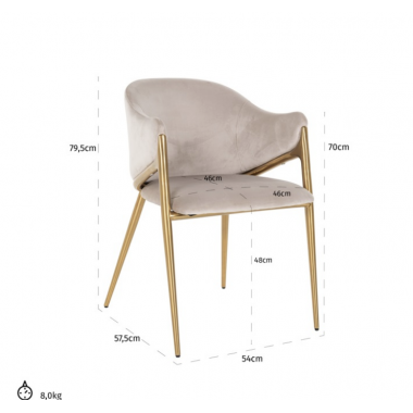 Krzesło tapicerowane GWEN khaki velvet ognioodporne 54cm / S4544 FR KHAKI VELVET