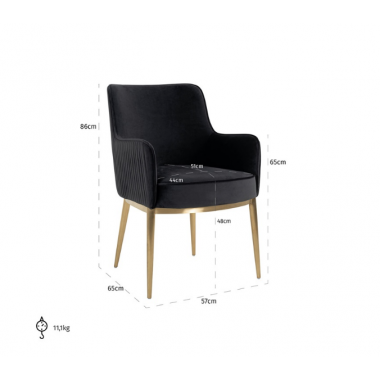 Krzesło tapicerowane BREEZE antracyt velvet ognioodporne 57cm / S4525 FR ANTRACIET VELVET