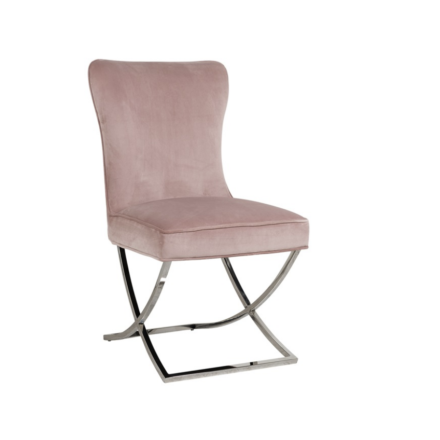Krzesło tapicerowane SCARLETT PINK velvet 55cm / S4415 PINK VELVET