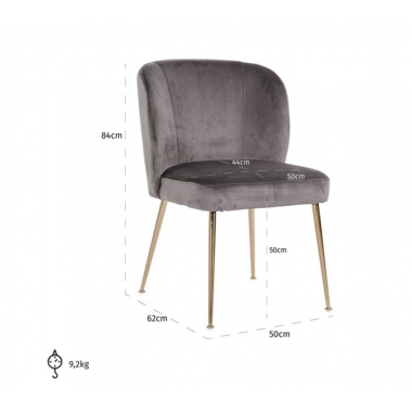 CANNON Krzesło tapicerowane stone velvet 50cm / S4506 STONE VELVET