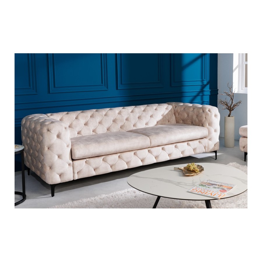 Invicta Sofa Modern Barock 3er szampański aksamit 235cm / 42641