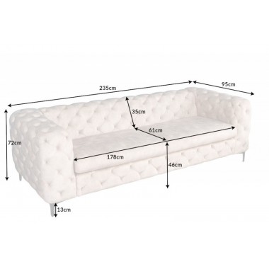 Invicta Sofa Modern Barock 3er szampański aksamit 235cm / 42641