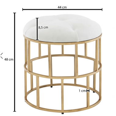 Wohnling pufa tapicerowana aksamit biały Ø44cm / WL6.623