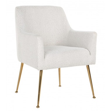 Krzesło tapicerowane HARPER white bouclé 66cm / S4449 WHITE BOUCLÉ
