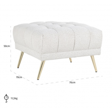 Fotel tapicerowany HUXLEY białe bouclé szczotkowane złoto70cm / S5125