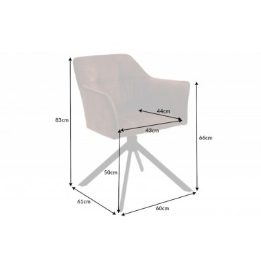 Invicta Krzesło tapicerowane LOFT obrotowe 180° aksamit miedziano brązowy 60cm / 42394