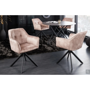 Invicta Krzesło tapicerowane LOFT obrotowe 180° aksamit szampański  60cm / 42391