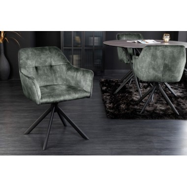 Invicta Krzesło tapicerowane LOFT obrotowe 180° aksamit zielony 60cm / 42393
