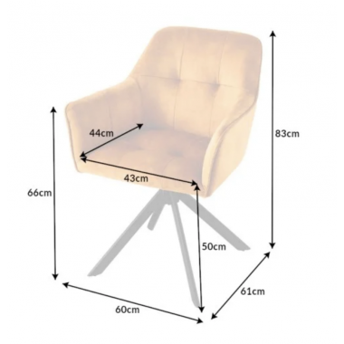 Invicta Krzesło tapicerowane LOFT obrotowe 180° aksamit musztardowo żółte 60cm / 42392