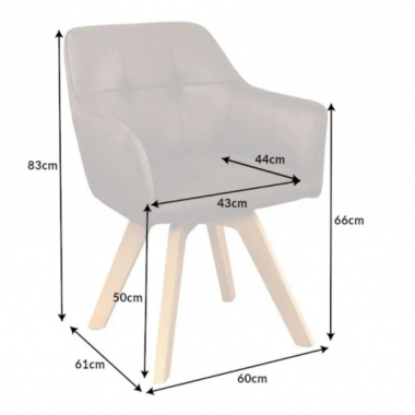 Invicta Krzesło tapicerowane LOFT obrotowe 180° antyczny brąz 60cm / 42389