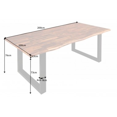 Invicta Stół do jadalni GENESIS brązowy akacja 200cm / 42044