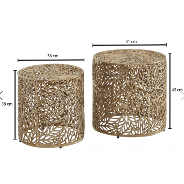 WOHNLING stolik kawowy LEAF beczka zestaw złoty / WL6.671