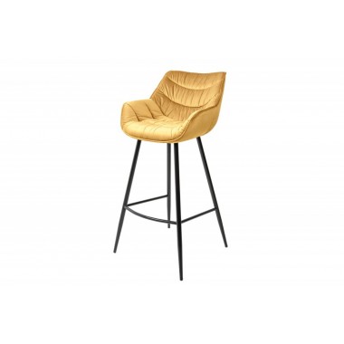 Invicta Krzesło barowe DUTCH COMFORT aksamit musztardowo żółty 53cm / 41835