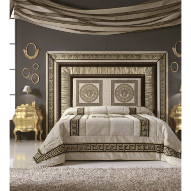 Włoskie łóżko styl VERSACE MEDUZA GRECALE beżowe 160 x 190 cm